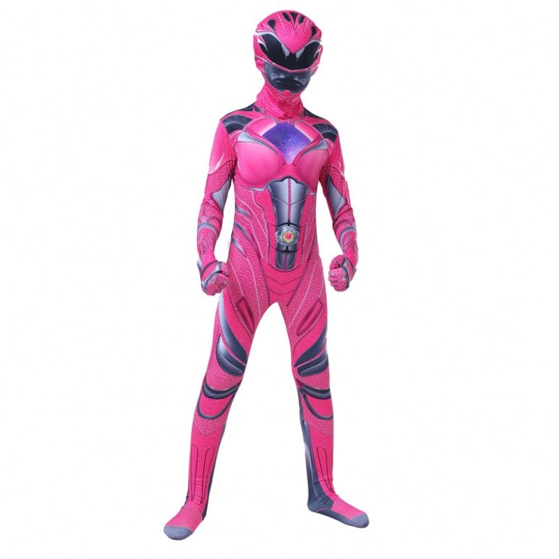 2022 Múltiples color Boys Halloween Carnival Party Thunder Red Power Ranger Extraje de cosplay con máscara facial paraniños