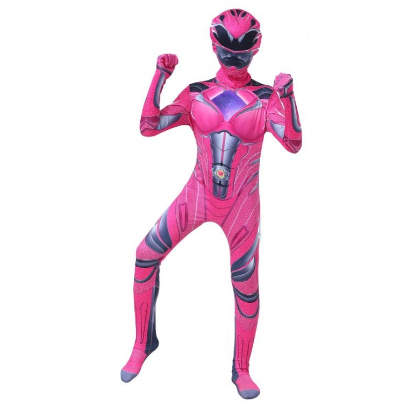 2022 Múltiples color Boys Halloween Carnival Party Thunder Red Power Ranger Extraje de cosplay con máscara facial paraniños
