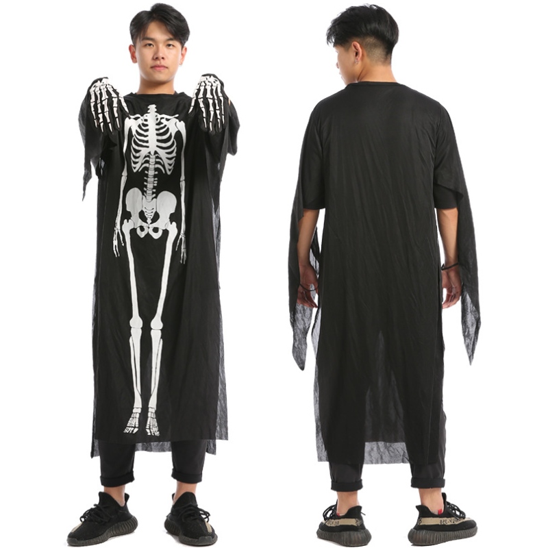 Disfraz de cosplay de Halloween al por mayor Skeleton Cape Ghost Traje con máscara paraniños