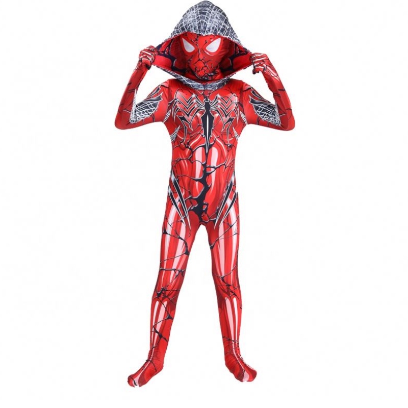 2022 Nuevo color rojo con traje de cuerpo completo Halloween Party TV&movie cosplay mono mono spiderman disfraz con mascarilla