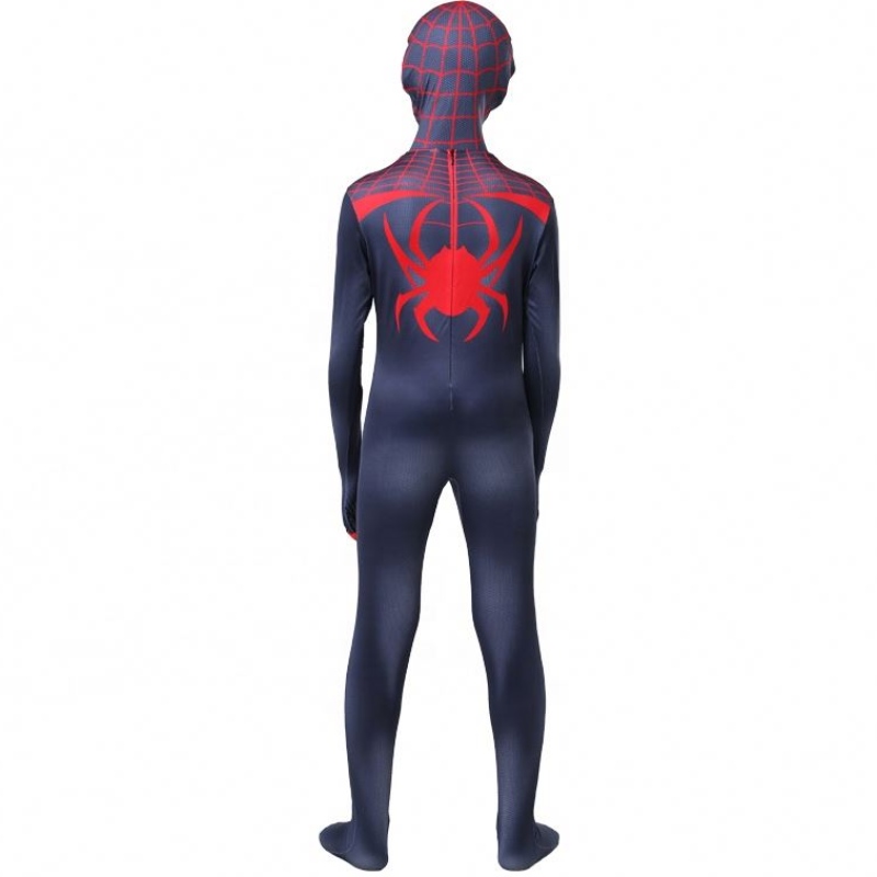 Nuevo diseño Halloween Carnival Spiderman No Way Home Cosplay Black Zentai Mumpsuit Spiderman Disfraz paraniños con máscara facial