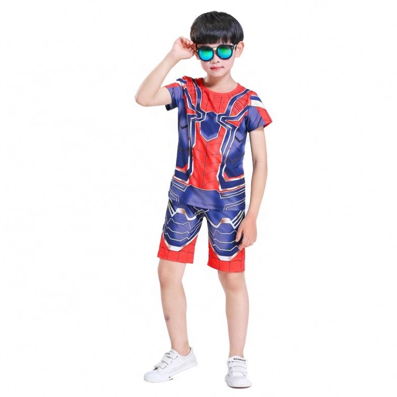 Nuevo estilo Polyester Sport Trajeros casuales Cosplay Spiderman Suits Top&shorts for Kids Boys