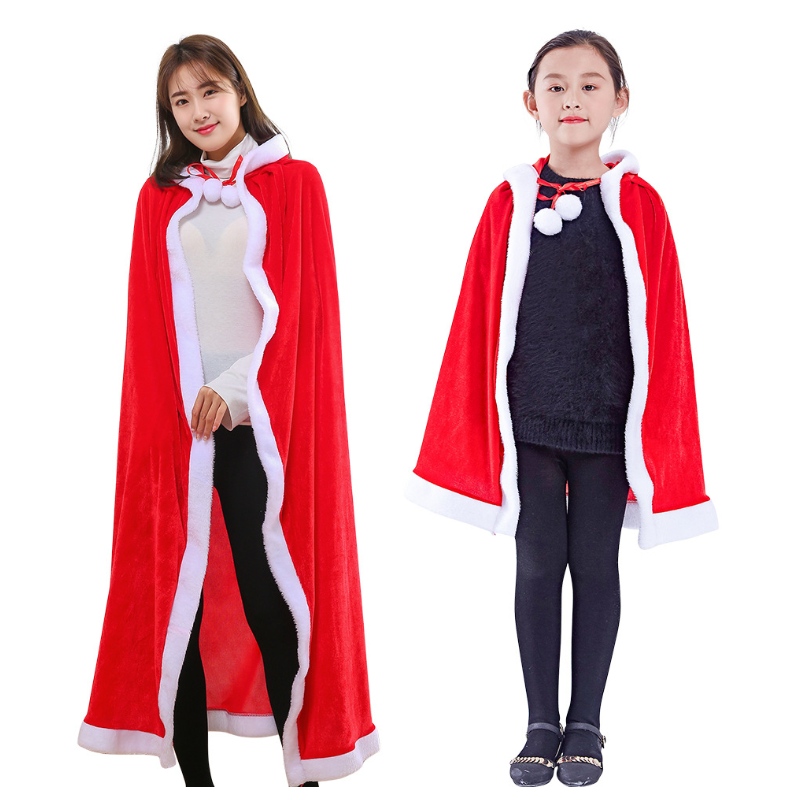 Christmas Kids Capas Adult Velvet Cloak Santa Cosplay Fiesta de la fiesta