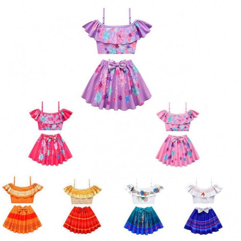 2022 NUEVO Diseño traje de baño Two PCS Sets paraniños Niñas Encanto Princesa Vestido Swimsuit Encanto Mirabel Baño de baño