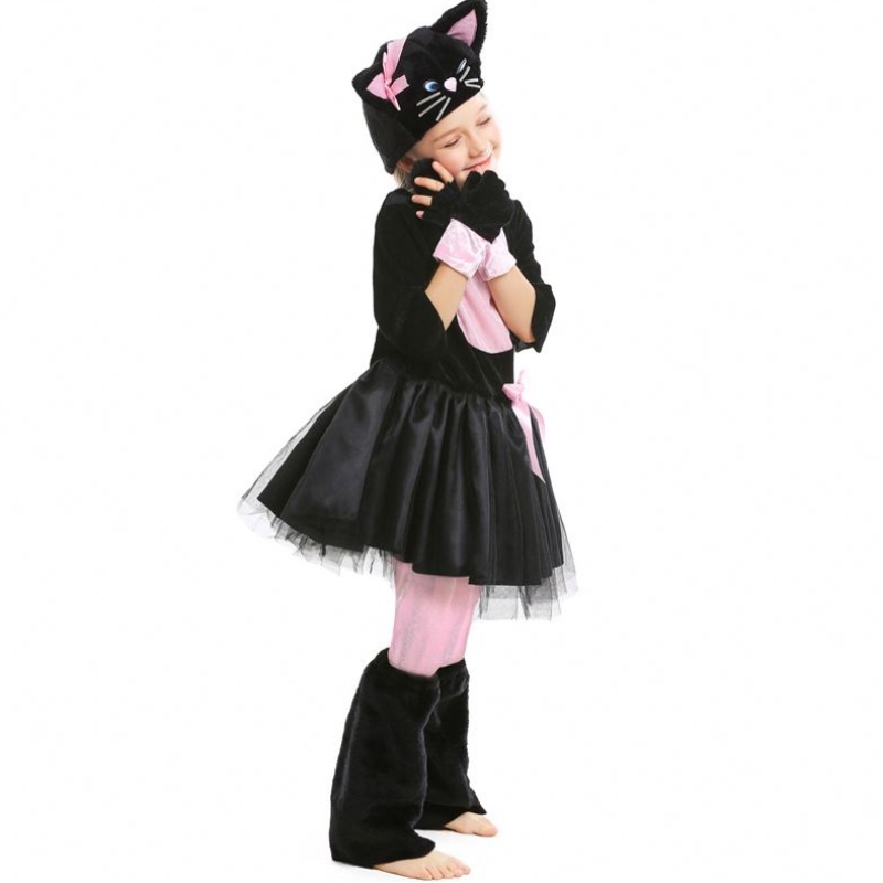 Disfraz de gatito deniñas Vestido de Halloween Cat Aftugo paraniños 4-12Y DGHC-069