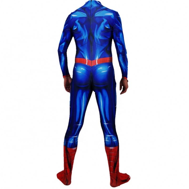 Suministros directos Anime Superhero Zentai Sets Halloween Bodysuit súper disfraces con capa roja para hombresniños