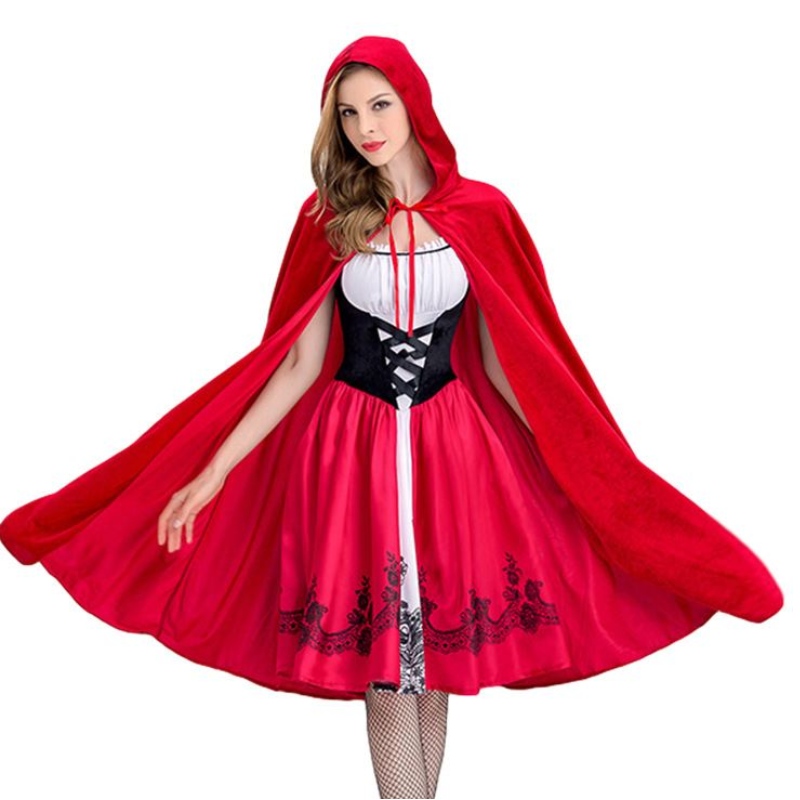 Mujeres Little Red Riding Caperé Vestido de fiesta con capa