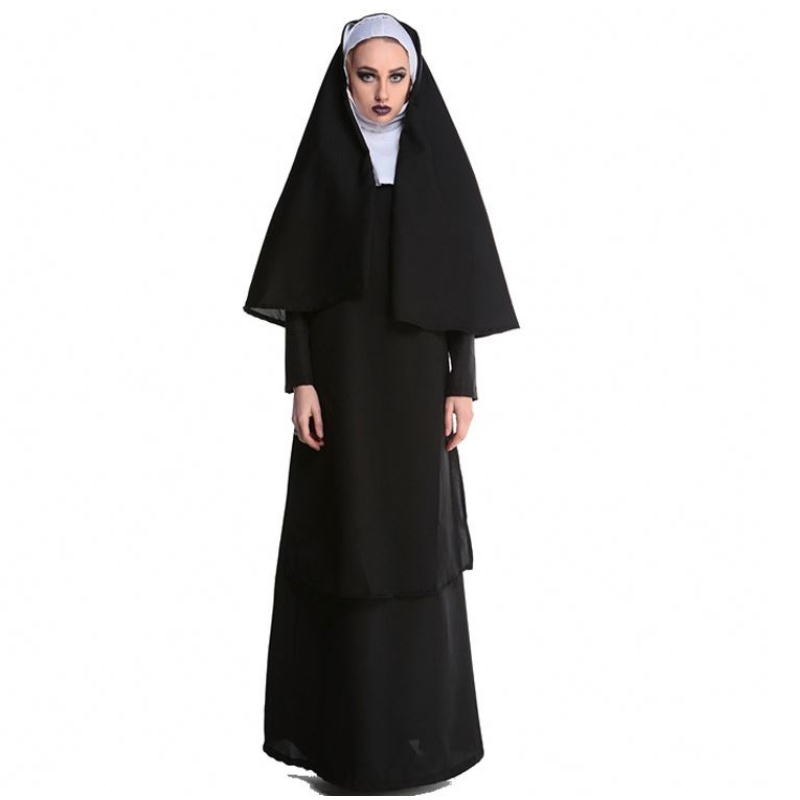 Disfraz de halloween adulto Jesucristo misionero misionero clerical clerical sacerdote sacerdote monja túnica disfraz de cosplay