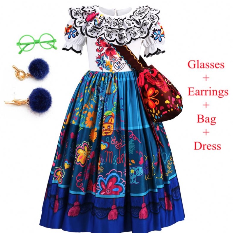 Baige Kids Mirabel Madrigal Movie Disfraz Halloween Carnival Cosplay Girls Fiesta de cumpleaños Princesa Encanto Vestidos