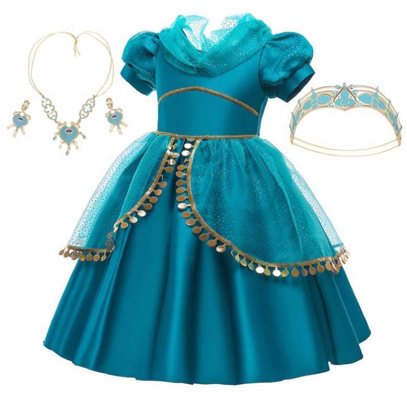 Halloween Niñas Jazmín Princesa Vestido Aladdin Cosplay Princesa Jasmine por 2-10 años HCAL-004