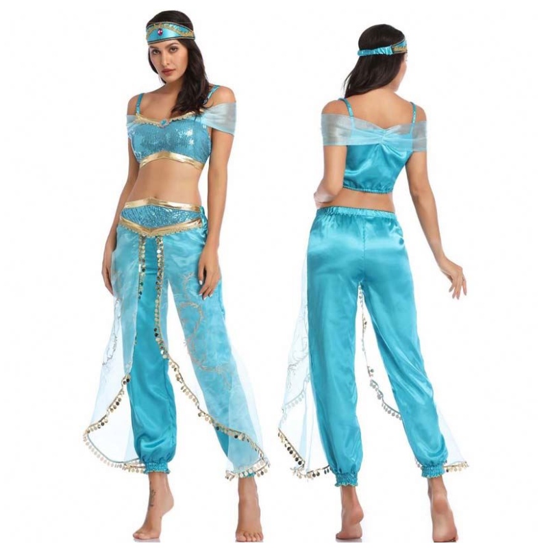 Ventas calientes atuendo de Halloween Aladdin Magic Lamp Princess Jasmine Adult HCAL-012