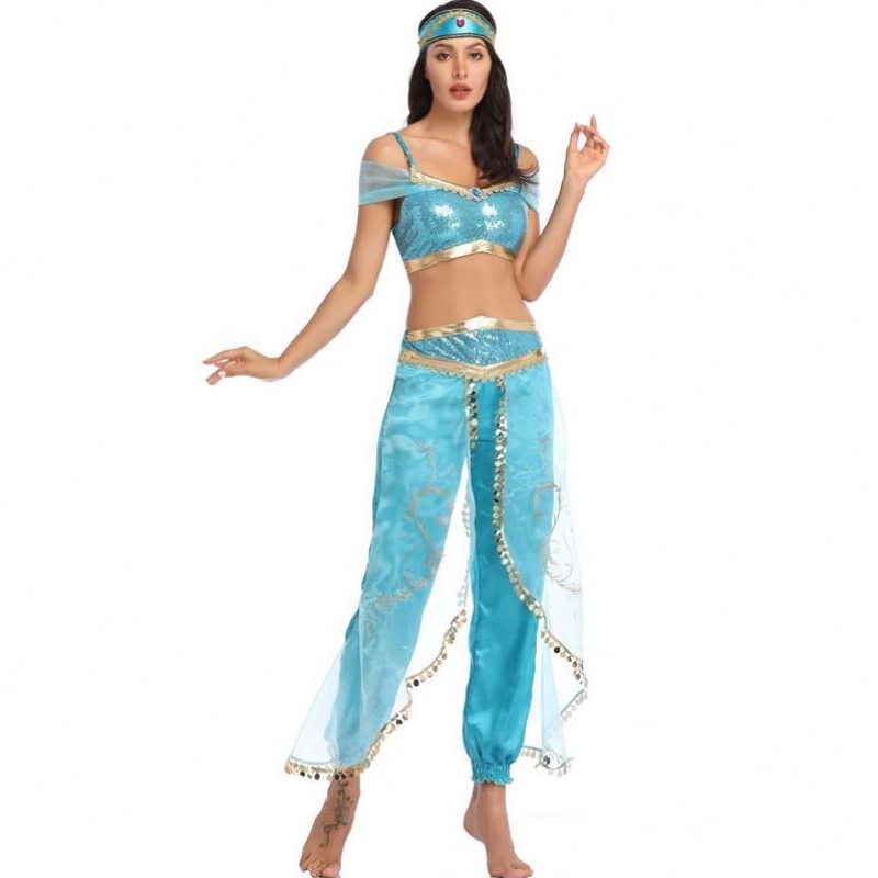 Ventas calientes atuendo de Halloween Aladdin Magic Lamp Princess Jasmine Adult HCAL-012