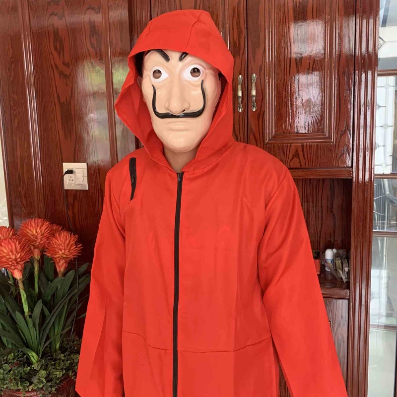 Disfraz de dali rojo más barato con máscara de cover en capucha monstruos de sudadera con capucha.