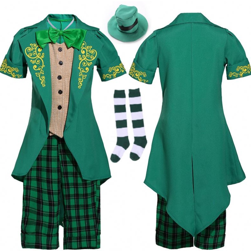 Children Halloween Irish Elf Performance Uniform Outfit St. Patrick \\ 'S Day Girl Leprechaun Disfraz DGHC-089