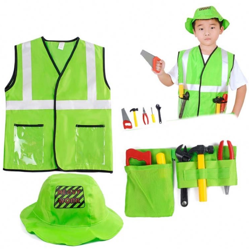 Disfraz de trabajadores de la construcción paraniños de la carrera del constructor paraniños con sombrero de chaleco de cinturón de herramientas HCBC-002
