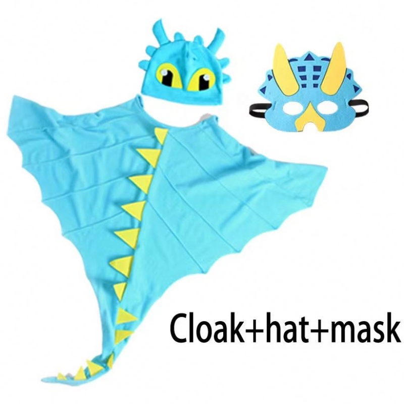 Capa de disfraces de Halloween paraniños con sombrero y máscara de dinosaurio Cosplay Fancy Dress Up Party Favors