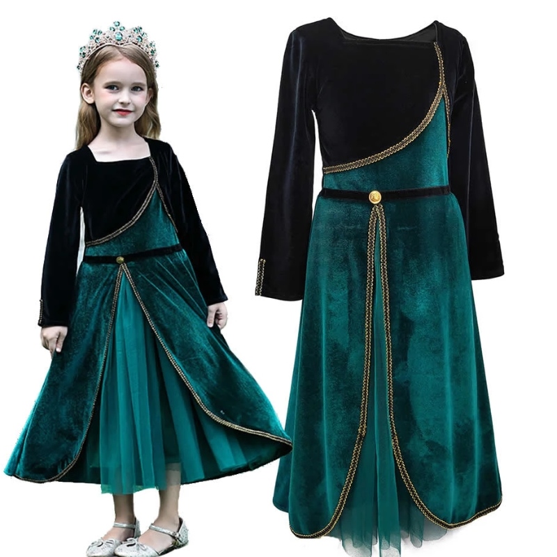 Elegante vestido de Anna paraniñas Velvet Velvet Kids Halloween Fiesta Fiesta Princesa Cosplay ropa de cosplay