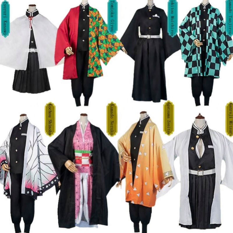 Hot Sale Anime Demon Slayer Kimetsu No Yaiba Tanjirou Kamado Nezuko Cosplay Mujeres y hombres Kimono Cosplay Sets de vestuario