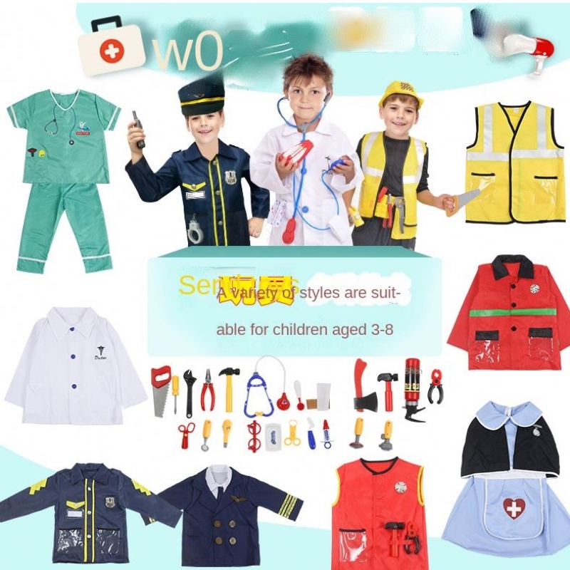 Niños Doctor Uniforme Cosplay Child/firefighter/pilot ingeniero/cook/nurse cosplay disfraz