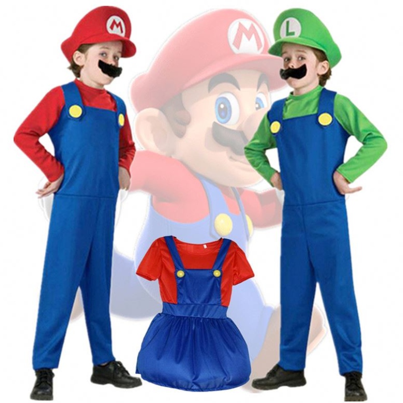 Child Super Mari Bros Cosplay Jumpsuit traje deniña Halloween Anime Fantasy Rompper Luigi hermanos vestidos de vestir