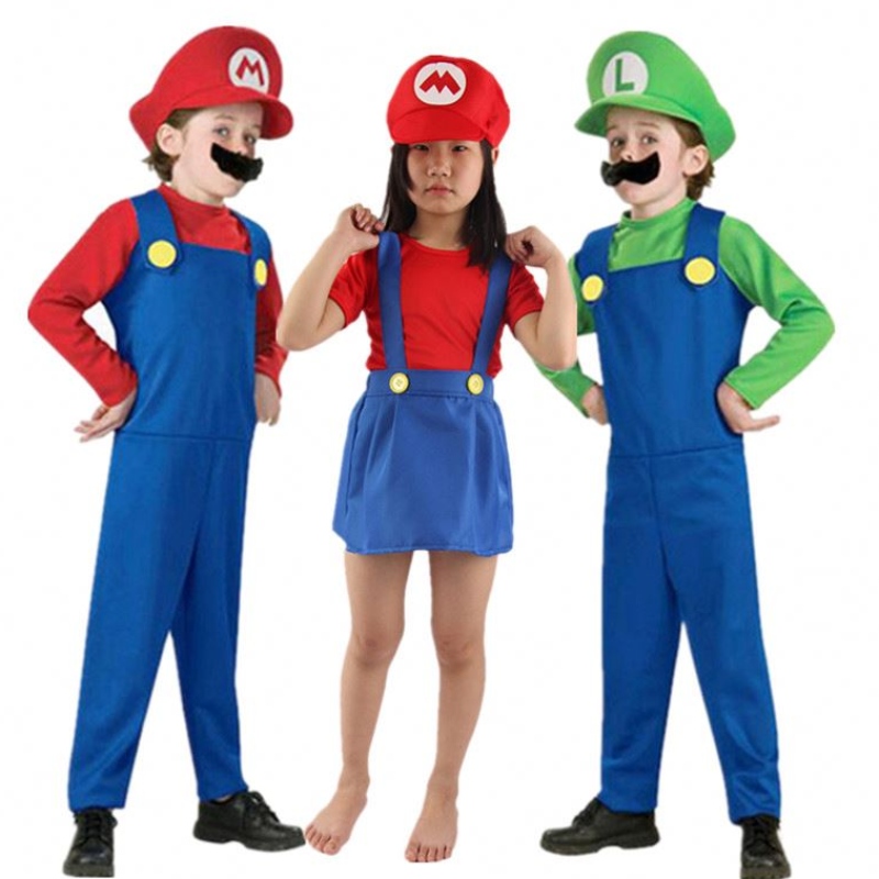 Child Super Mari Bros Cosplay Jumpsuit traje deniña Halloween Anime Fantasy Rompper Luigi hermanos vestidos de vestir