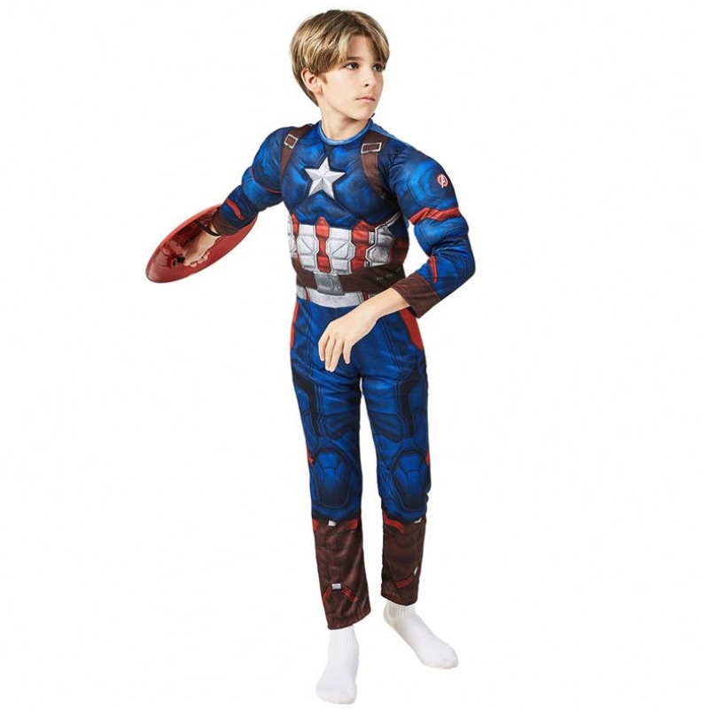 Boy TV&movie Disfraz Capitán Cosplay Jumpsuit Child Superhero Disfraz deniños Niños Happy Halloween Fantasy Show