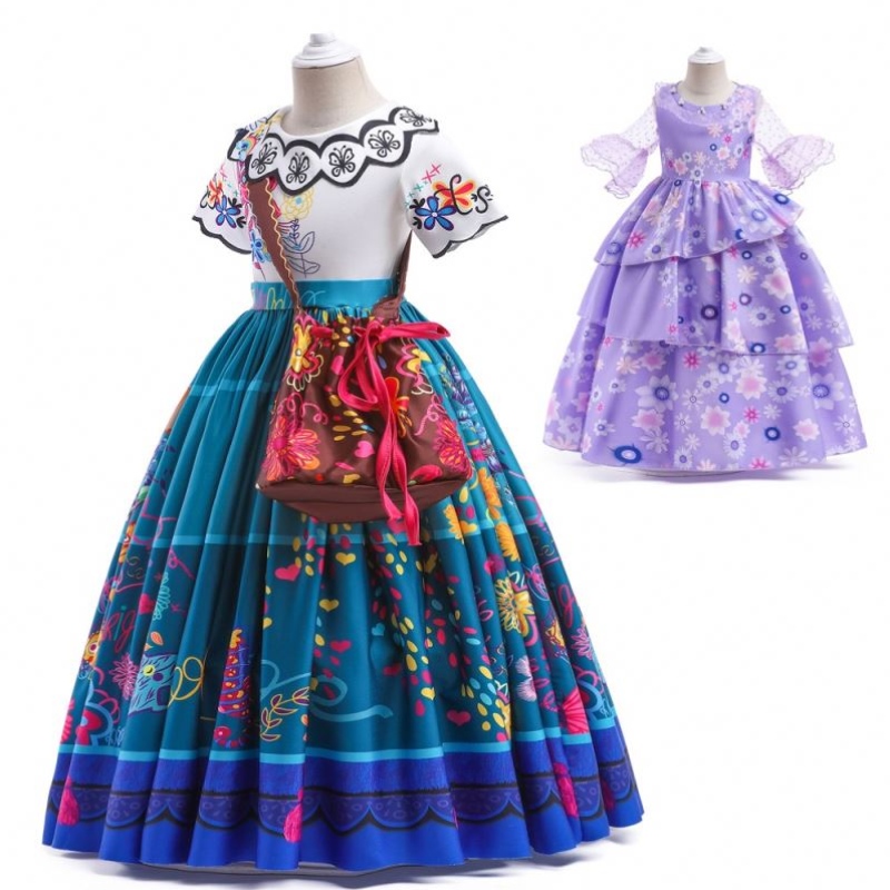 Baige Encanto Mirabel Isabella Vestido deniña Púrpura mangas largas New Carnival Kids Party Cosplay MFMW001