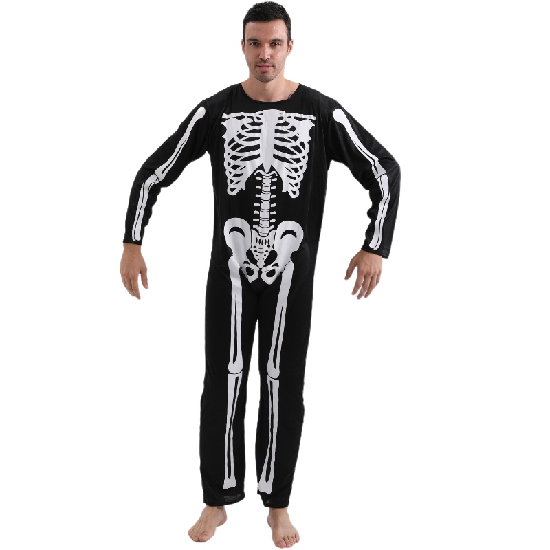 2022 Amazon Adult Sompuit Halloween Fiesta de disfraces con estampado de huesos de esqueleto para hombres