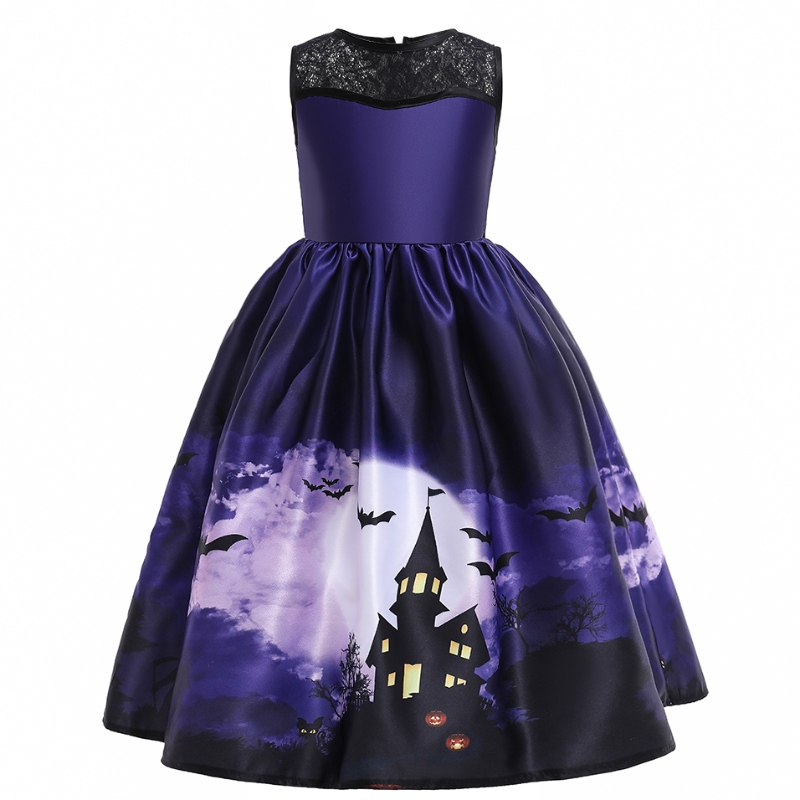 2022 Vestido de Halloween Bat estampado sin mangas sin mangas vintage Vintage