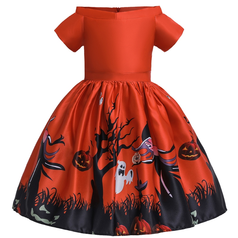 Amazon Halloween Children 's Clothing cosplay dress printed dress show dress + Hat