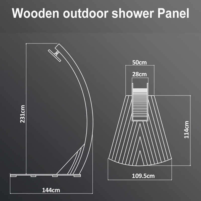 Panel de ducha exterior cf5002, panel de ducha exterior de madera, panel de ducha de jardín, ducha exterior independiente
