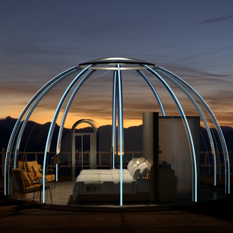 Tienda de cúpula de 6 metros de lujo y transparente para hoteles de vacaciones, campings y actividades al aire libre