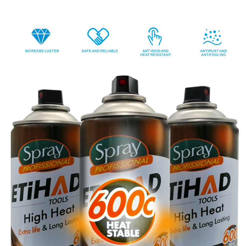 Aerosol negro y plateado de alta temperatura de 600 grados Celsius para hornear en horno