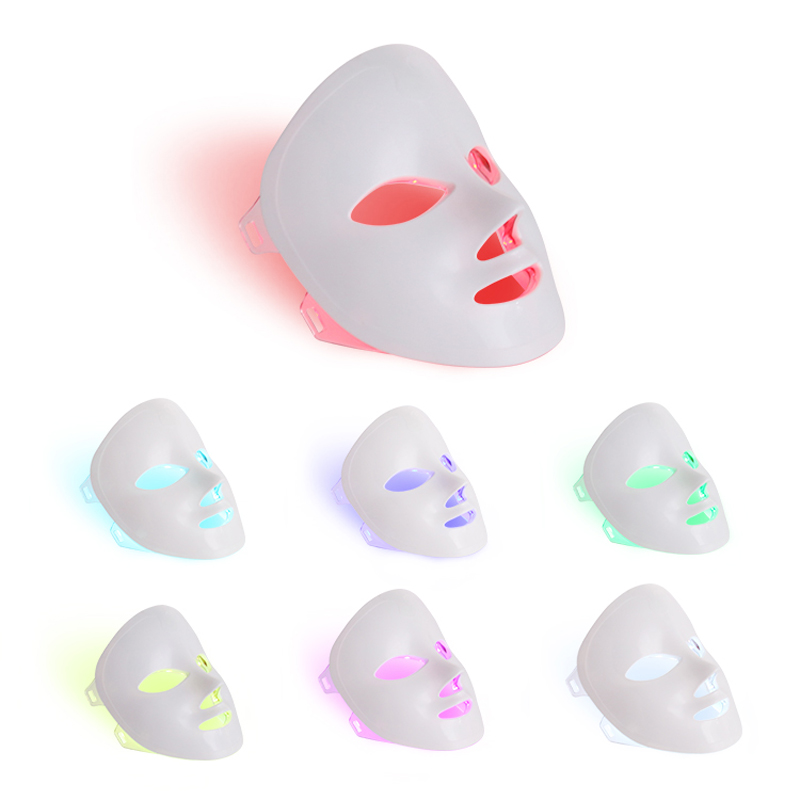 Terapia de luz de luz de cara de cara portátil de 7 colores para uso en el hogar, Terapia de luz LED Facial Skin Mask - Azul&Rojo para máscara de fotón de acné - Tecnología PDT de Corea para la reducción del acné