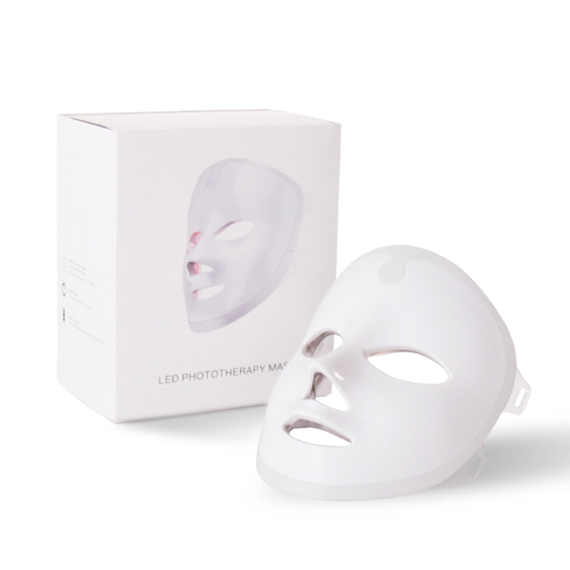 Terapia de luz de luz de cara de cara portátil de 7 colores para uso en el hogar, Terapia de luz LED Facial Skin Mask - Azul&Rojo para máscara de fotón de acné - Tecnología PDT de Corea para la reducción del acné