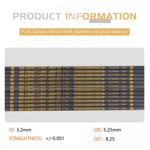 Elongarrow 32 pulgadas de 3.2 mm de alta flecha de fibra de carbono de alto módulo para arqueros