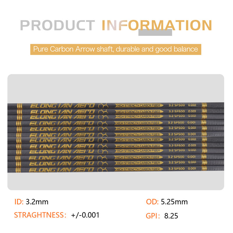 Elongarrow 32 pulgadas de 3.2 mm de alta flecha de fibra de carbono de alto módulo para arqueros