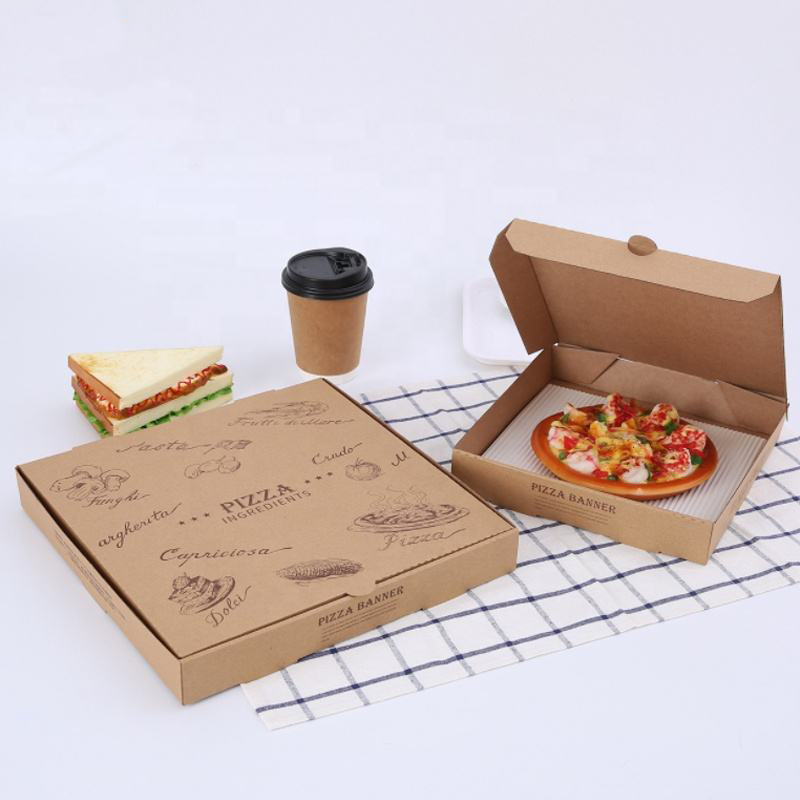 Caja de pizza rectángulo de 7/9/12 pulgadas, caja personalizada biodegradable para pizza