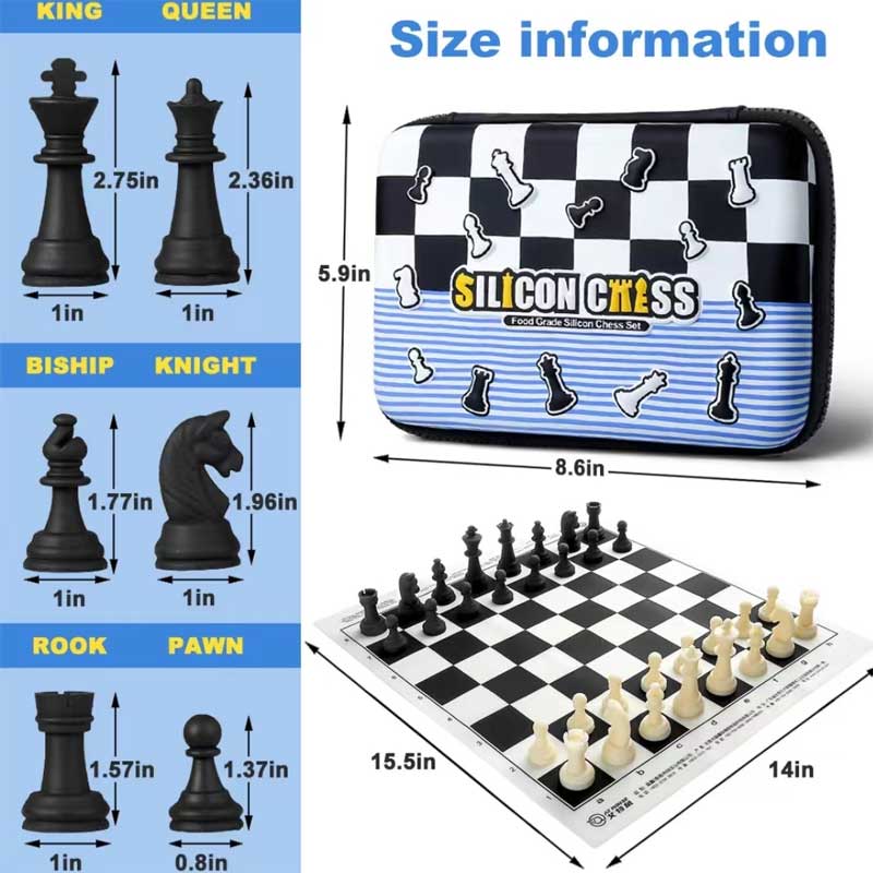 Juego de juguetes educativos de ajedrez de silicona Juego de ajedrez de silicona y piezas
