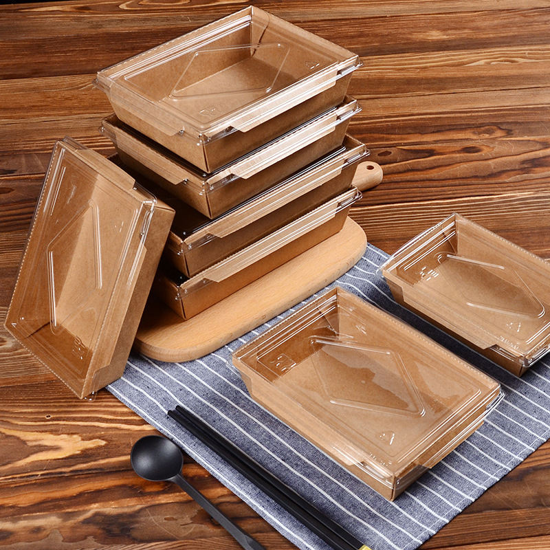 Ensalada biodegradable de biodegradación personalizada ecológica y amigable lonchera de papel kraft kraft