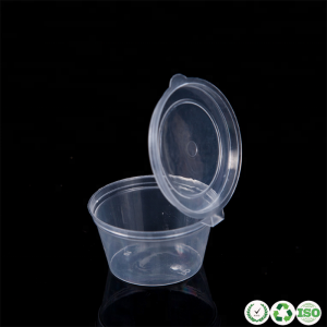 Container de tazas de salsa de plástico transparente desechable con tapa