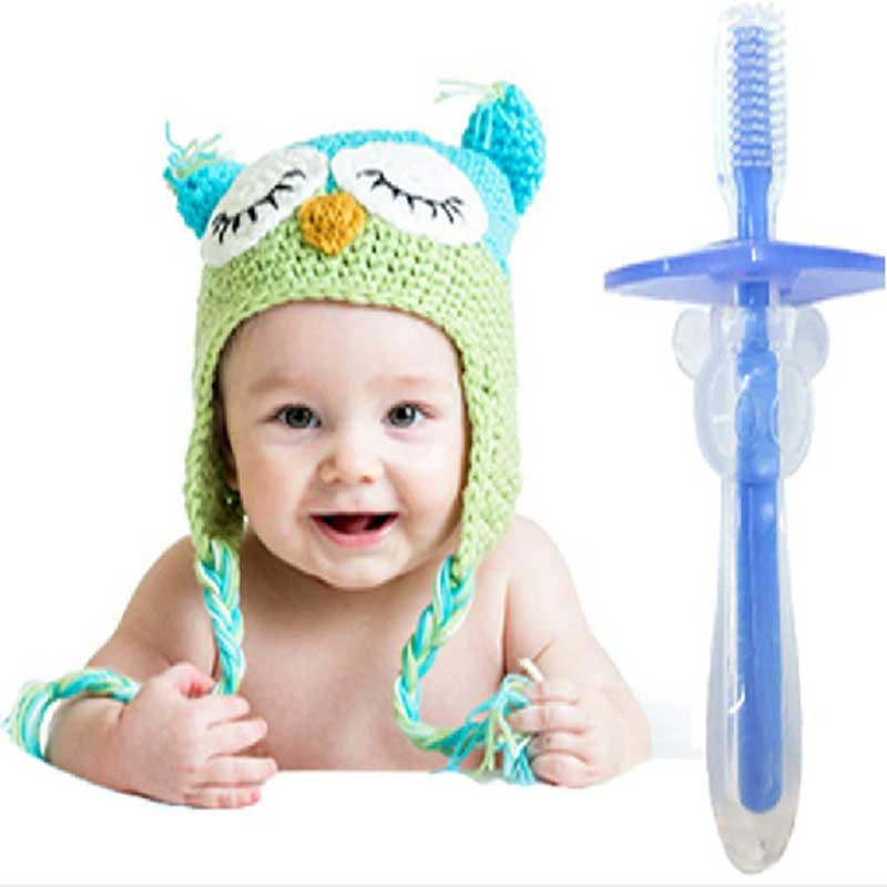 Moda Silicona de goma TEATHER CONTRACIÓN DE DOTOS BEBITADOR Silicona suave Cepillo de dientes de bebé