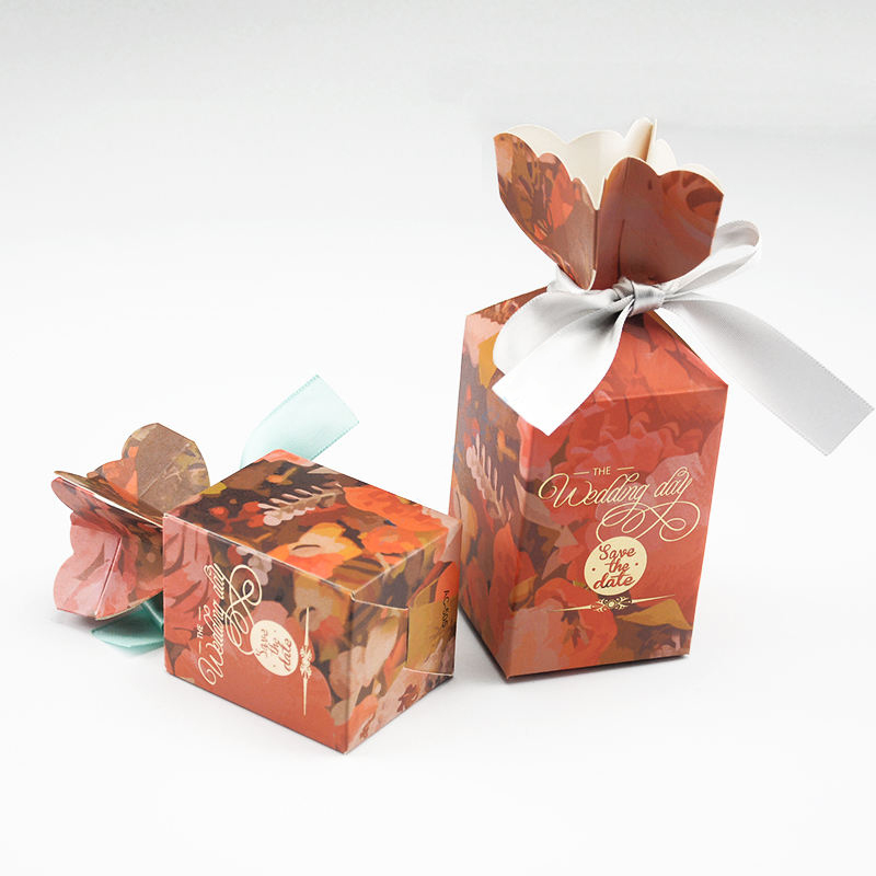 Impresión personalizada Candilla de regalo de papel de invitado de caramelo de boda