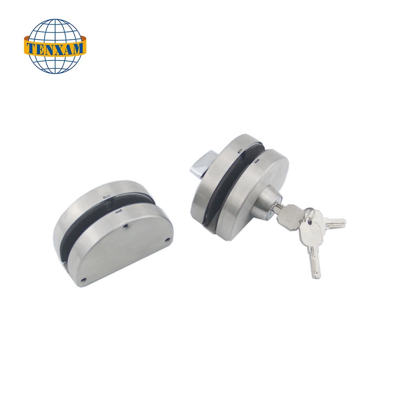 Sobre el doble oscilante de vidrio para vidrio a vidrio deslizamiento con llaves de seguridad de acero inoxidable.