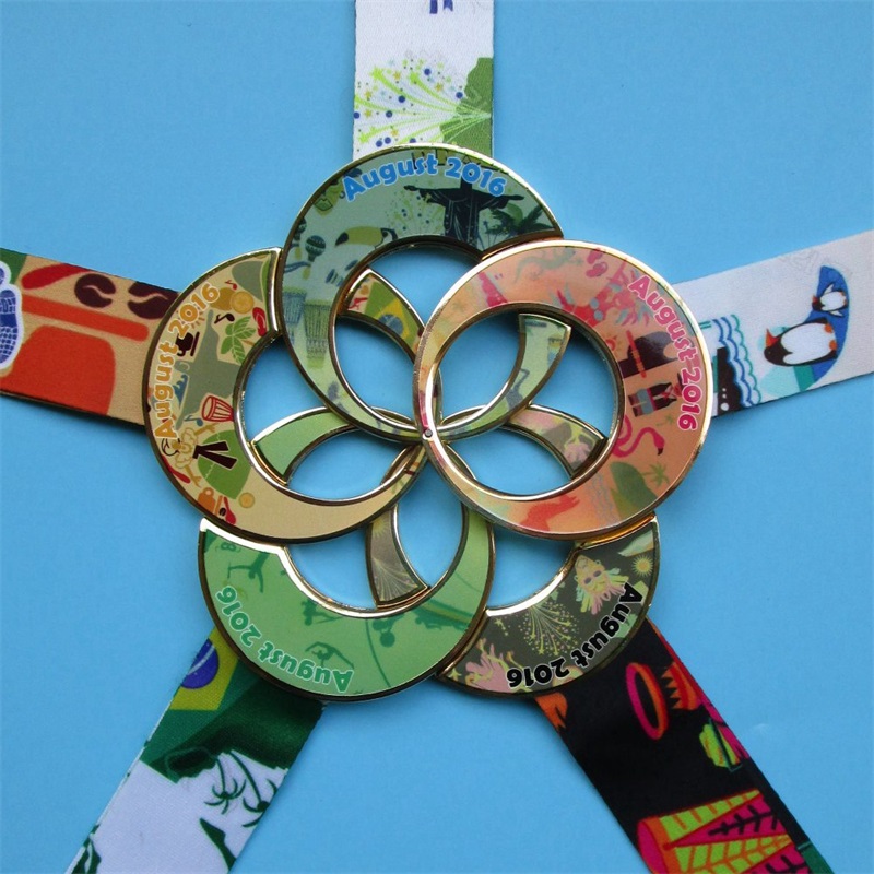 Medalla del cuello de cinta Medallas de combinación de metal de diseño personalizado