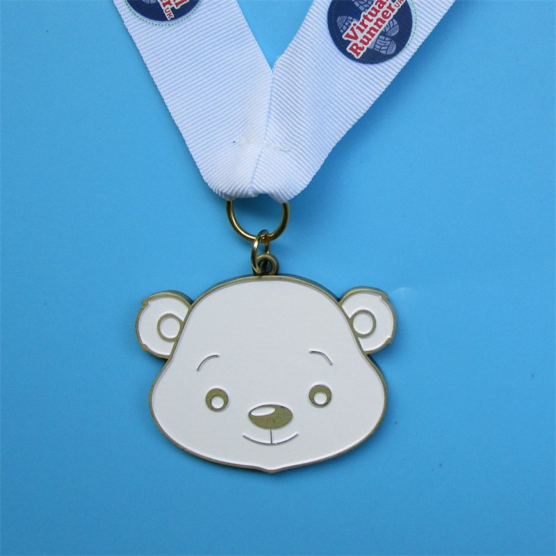 Medallas deportivas de metal de esmalio suave de medallón personalizado con cintas para vender