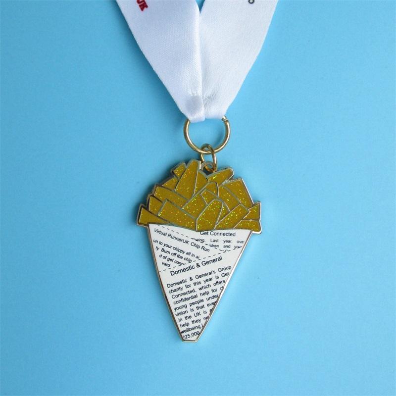 Medallas de metal de helado de brillo personalizado Medallas deportivas Virtual Run