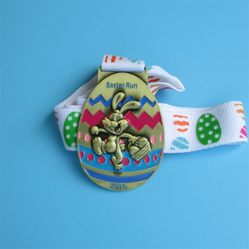 Medalla de aleación deportiva de placas de placas de esmalte suave y colorido con cinta