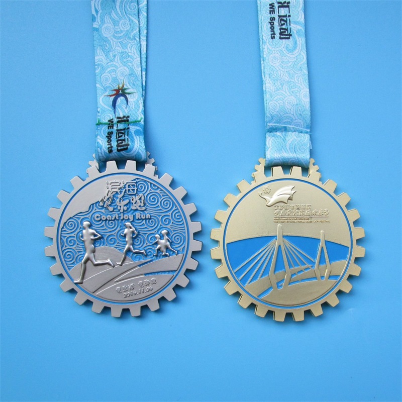 Gear Design Race Award Medallas de oro de colgilla de metal 3D Medalla deportiva personalizada