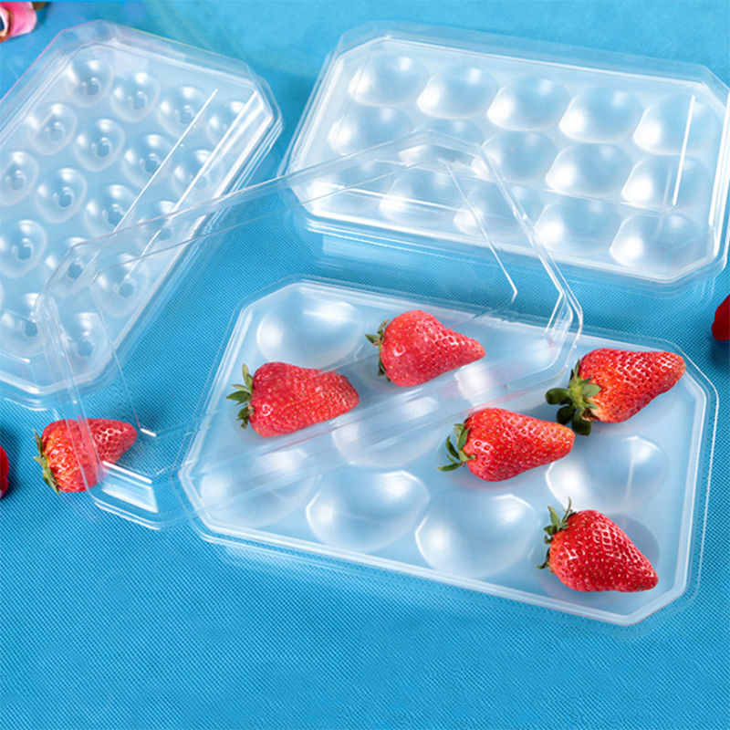 Caja de contenedor de envasado de bandeja de plástico transparente de plástico transparente al por mayor con tapa